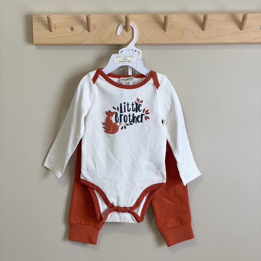 Baby Boy “Little Brother” onesie set